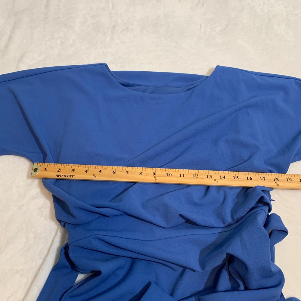 Andrew Marc Blue Dolman Sleeve Midi Dress With‎ Tie Waist Size 8 - Picture 8 of 9